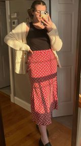 Primark Red Patterned Skirt Photo 0