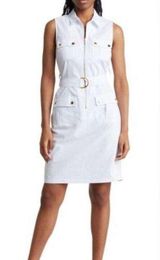 NWT  Women's Sleeveless Shirt Dress with Front Pockets Photo 0