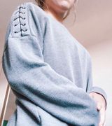 Gray Detailed Sweater Size M Photo 0