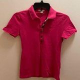 Burberry Brit Hot Pink Pique Polo Shirt Metal Plaque Logo Photo 0