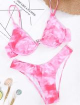 SheIn Pink Tie Dye Underwire Swimsuit Photo 0