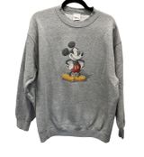 Disney Store Mickey Mouse Sweatshirt Grey Size Large Crewneck Cotton/Polyester Photo 0