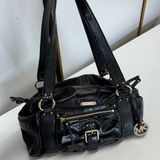 Michael Kors Purse Womens Black Patent Leather Baguette Top Handel Satchel Photo 0