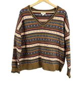Lands End Women’s Sweater Multicolor Patterned Long Sleeve Sweater Medium Photo 0