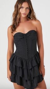 Corset Ruffle Strapless Mini Dress Black Size XS Photo 0