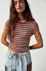 Free People Slinky Baby Tee in Redwood Peach XL Photo 0