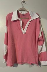 7th Ray Top Pink Waffle Knit Long Sleeve Photo 0