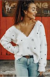 Boutique Distressed Star Sweater Photo 0
