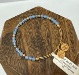 ALEX AND ANI NEW  color classic hydrangea blue beaded gold tone bangle bracelet Photo 0