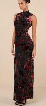 Lulus Composed Glamour NWOT size M Black Burnout Velvet Mock Neck Maxi Dress Size M Photo 0