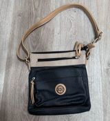 kim rogers  Purse Hand Bag Pocket Book Tan Black Crossbody Photo 0