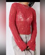 Urban Outfitters Carla Long Sleeve
Laddered Slash Neck Knit Top. Size Large Photo 0