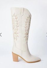 Justfab Delilah heeled cowboy bone Cream Western Boots Photo 0