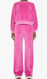 Women's Pink Velour Lounge Set Size M Long Sleeve Top & Pants Casual Size M Photo 0