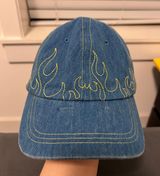 Denim Flame Embroidered Cap Photo 0