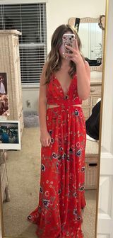 Red Floral Maxi Dress Photo 0