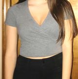 Garage Gray Fitted V Neck Shirt Photo 0