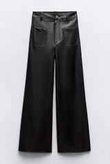 ZARA Marine Straight Leather Pants Photo 0