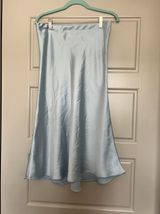 Blue Satin Midi Skirt Photo 0