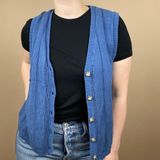 Vintage 90’s LL Bean Linen Cotton Blend Vest Size Medium Retro Grandpa Grandma Photo 0