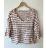 Free People Spells Trouble Knit Sweater Pullover Top Striped Boxy v neck Photo 0