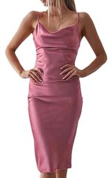 Amazon Pink Satin Midi Dress Photo 0