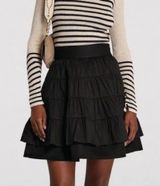 Sandro Paris Women’s Cotton Tiered Fanfan Black Layered High Waist Mini Skirt S Photo 0