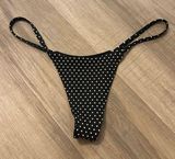KRISTEN LONIE SWIMWEAR Black Polka Dot Thong Cheeky Bikini Bottom Size M Photo 0
