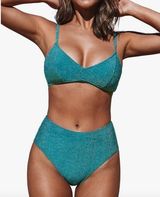 CUPSHE Two Piece High Waisted Shining Bikini Set large Photo 0