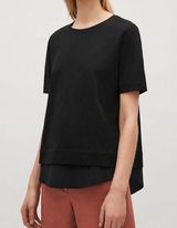 COS  A-line Silk Panel Top Black 100% Silk Size Small Photo 0