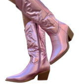 Metallic Pink Mid Calf Western Cowgirl Boots Photo 0
