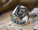 925 Silver Plated Adjustable Sun Ring for Men Women,Punk Hip Hop Ring Photo 0