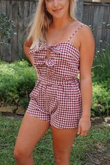 Boutique Checkered Bow Romper Photo 0