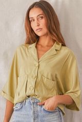 Safari Lime Green Oversized Button-Up Shirt Photo 0