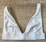 SKIMS Stretch Cotton Rib Plunge Bralette In Light Heather Grey Size Medium Photo 0