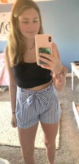 Striped High Waisted Shorts Size M Photo 0