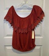 NWT Paper + Tee Orange Off Shoulder Short Sleeve Blouse size L Photo 0