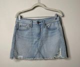 American Eagle Light Blue Distressed Denim Mini Skirt Women's 4 Photo 0
