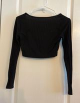 Crop Black Long Sleeve Shirt Size XS Photo 0