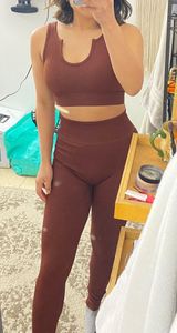 Amazon Brown Ribbed Activewear Set Photo 0