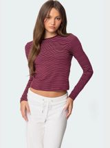 Edikted NWOT Brianna Striped Long Sleeve t shirt Photo 0