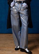 NWT Urban Outfitters Baggy Bella Jeans Metallic Silver Finish Size W32 Photo 0