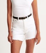 Abercrombie and Fitch The Dad High Rise White Denim Shorts Raw Hem Sz 25 Photo 0