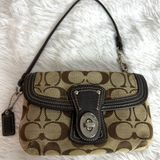 y2k COACH Turnlock Brown Signature Canvas Wristlet Photo 0