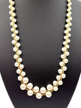 Pearl and Gold Tone Choker 19” length. Double pearl and Triple gold tone chain. White Photo 0