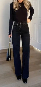 Abercrombie | 90s Straight Ultra High Rise Jeans in Washed‎ Black Size 28 Photo 0