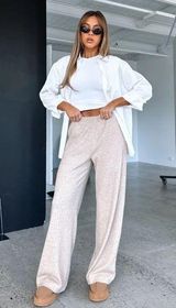 White Fox Boutique Someone Else's Problem Pants - Oatmeal Photo 0