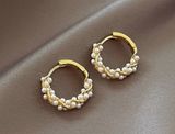 18K Gold Plated White Pearl Hoop Earrings for Women Photo 0