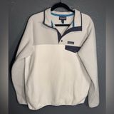 Patagonia Women’s Synchilla Snap t Lightweight White Grey Fleece Pullover Large Photo 0