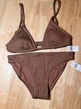 XS Women’s 2 Piece Bikini Swimsuit In Brown BNWTS Photo 0